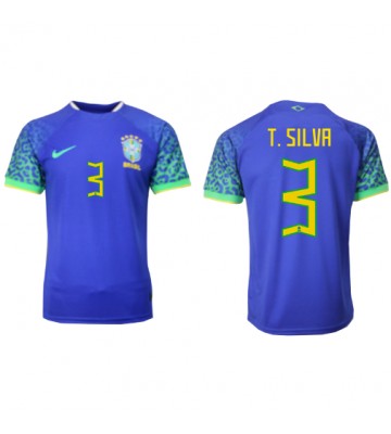 Brasilien Thiago Silva #3 Udebanetrøje VM 2022 Kort ærmer
